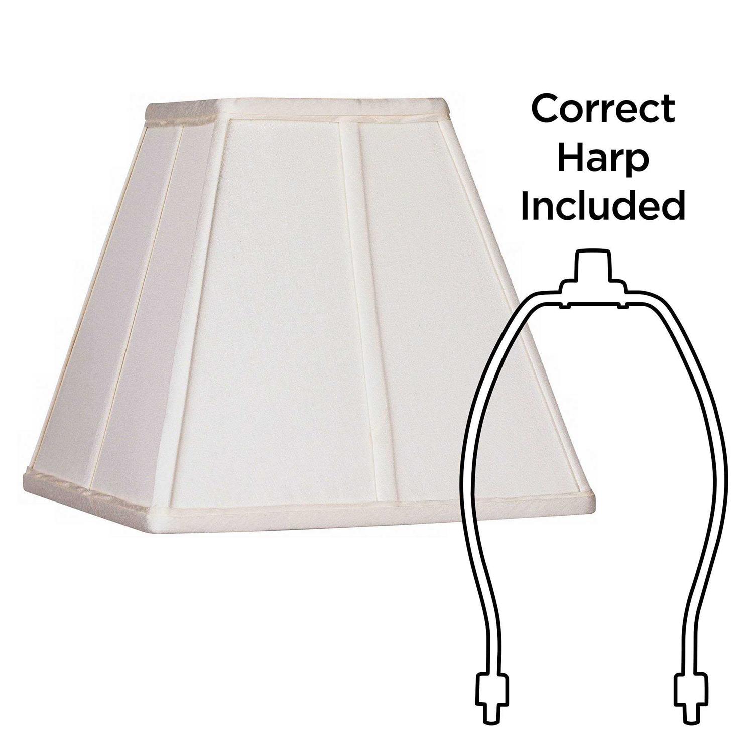 Springcrest Set of 2 Ivory Classic Small Square Lamp Shades 5.25 Top x 10 Bottom x 9 High Replacement with Harp and Finial
