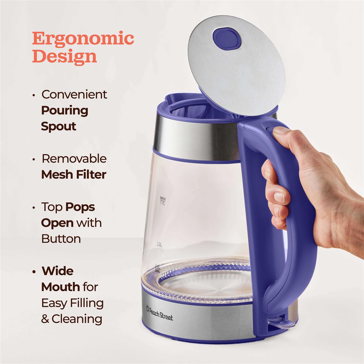 Speed-boil Water Electric Kettle 1.7l 1500w Coffee Tea Kettle Borosilicate Glass