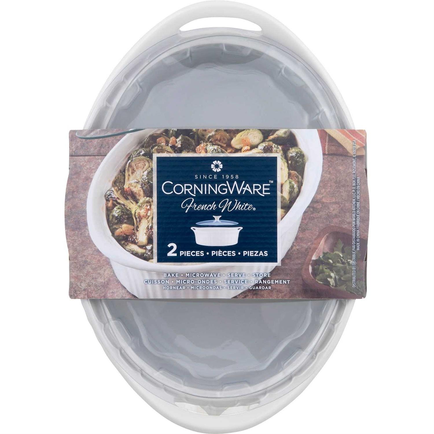 Corningware French White Oval Casserole with Glass