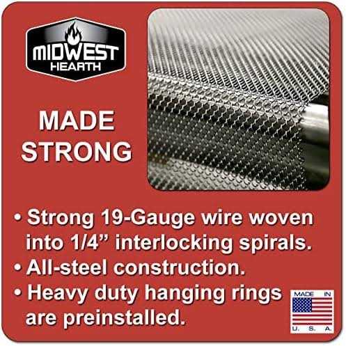 Midwest Hearth Fireplace Mesh Screen Curtain High. Two 24 Wide Panels. Made in USA