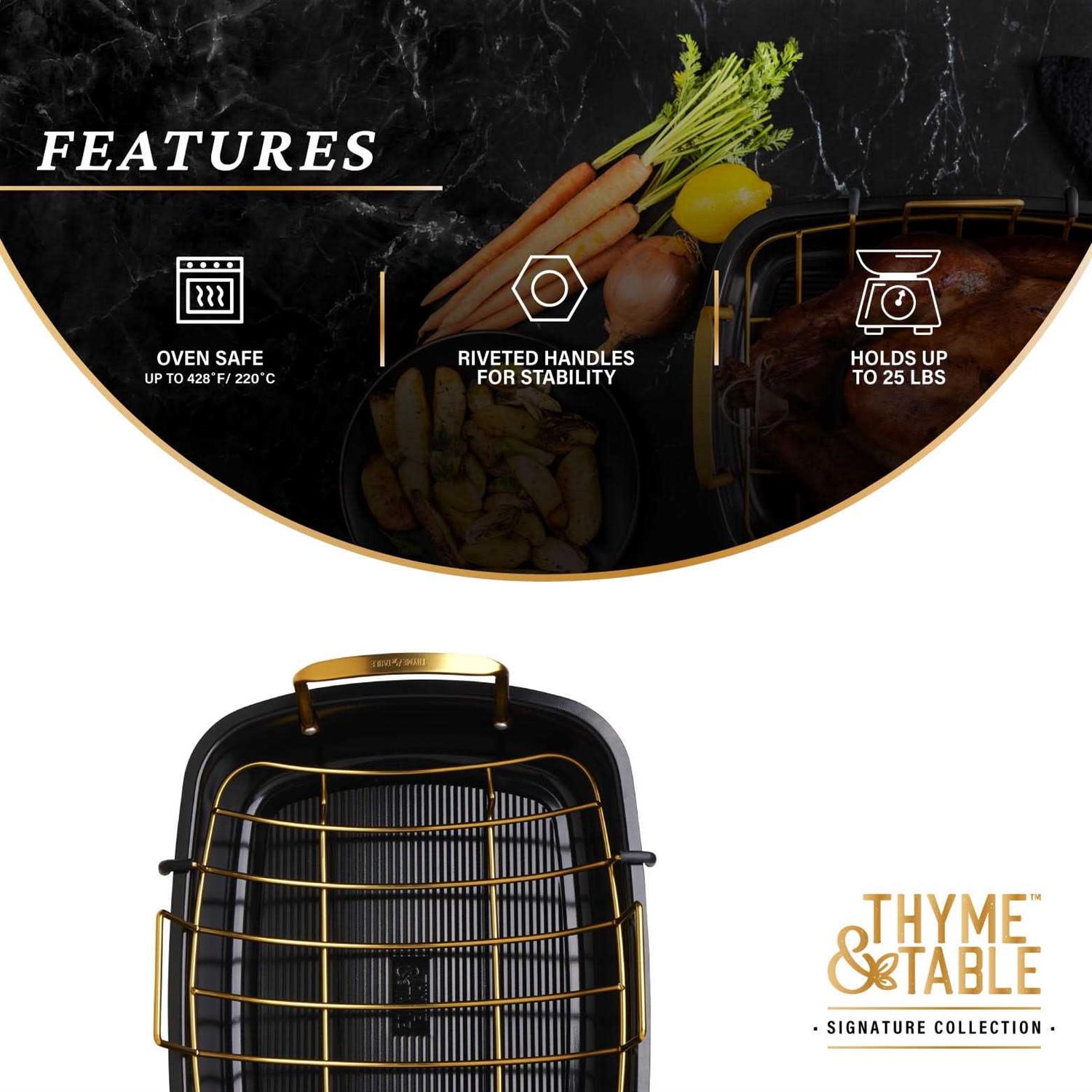 Thyme & Table Carbon Steel Roasting Pan with Removable Rack