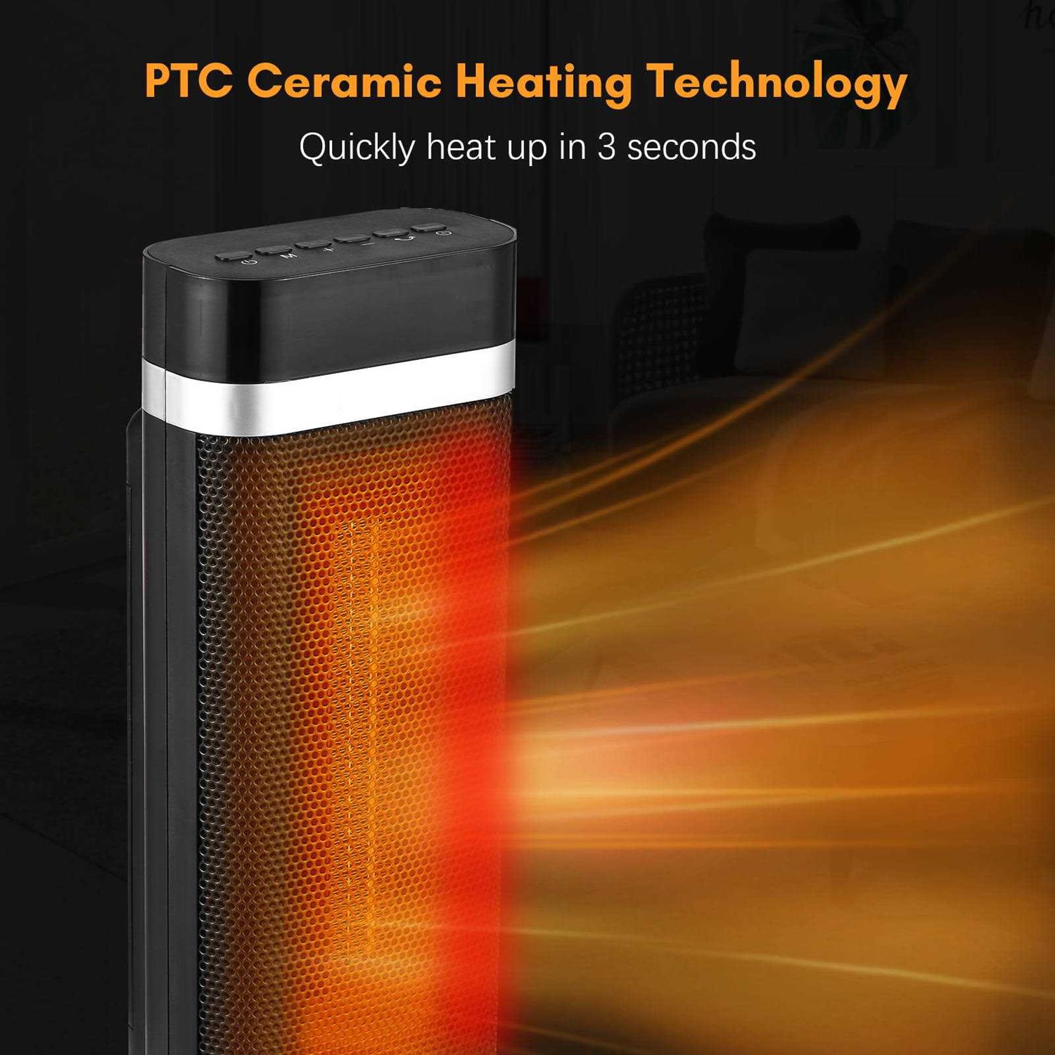 Space Heater Electric Heaters 750w/1500w Ceramic Heater Fan 4 Modes 12h Timer with Safe Overheating and Tip Over Protection Heating