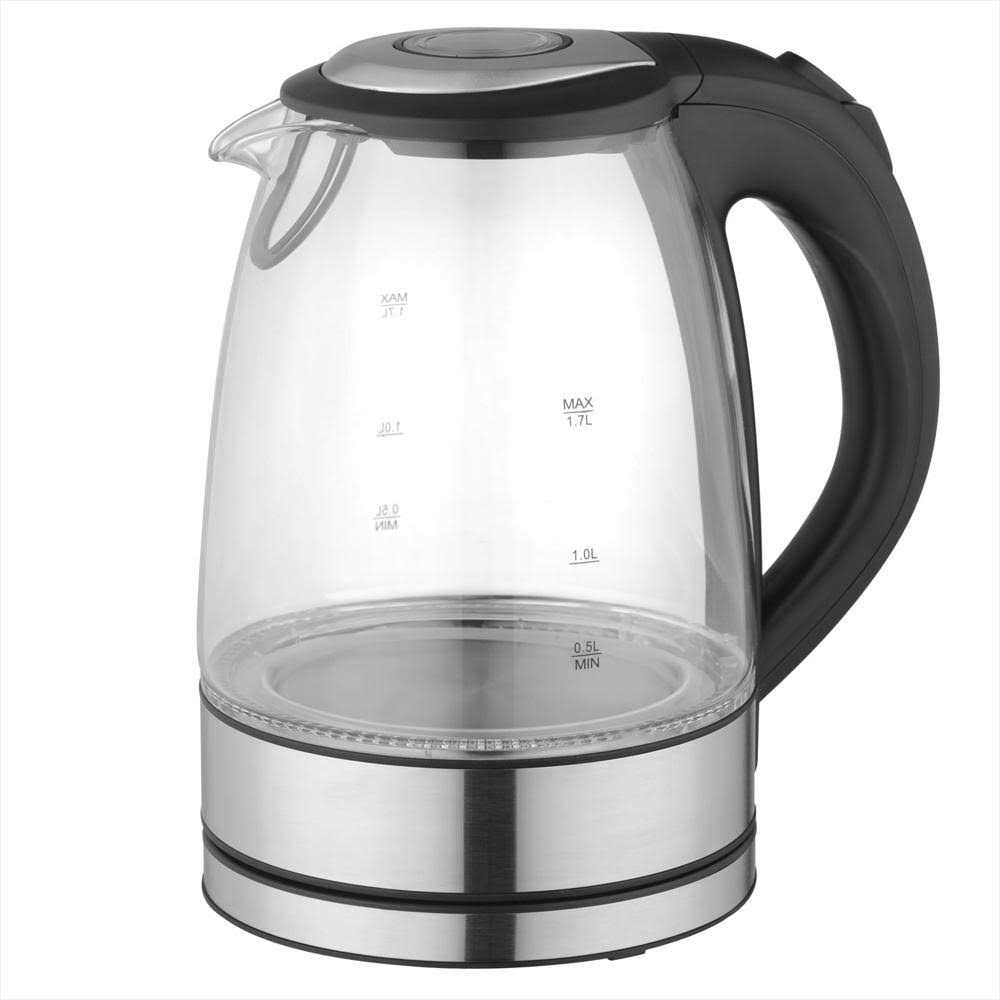 MegaChef 97096272M 1.7L Glass and Stainless Steel Electric Tea Kettle
