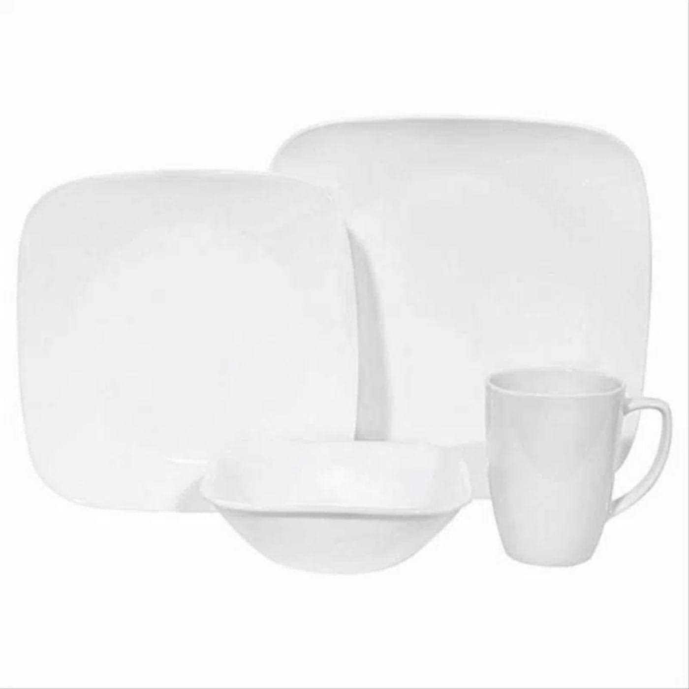 Corelle Classic Pure White Square 12-Piece Dinnerware Set