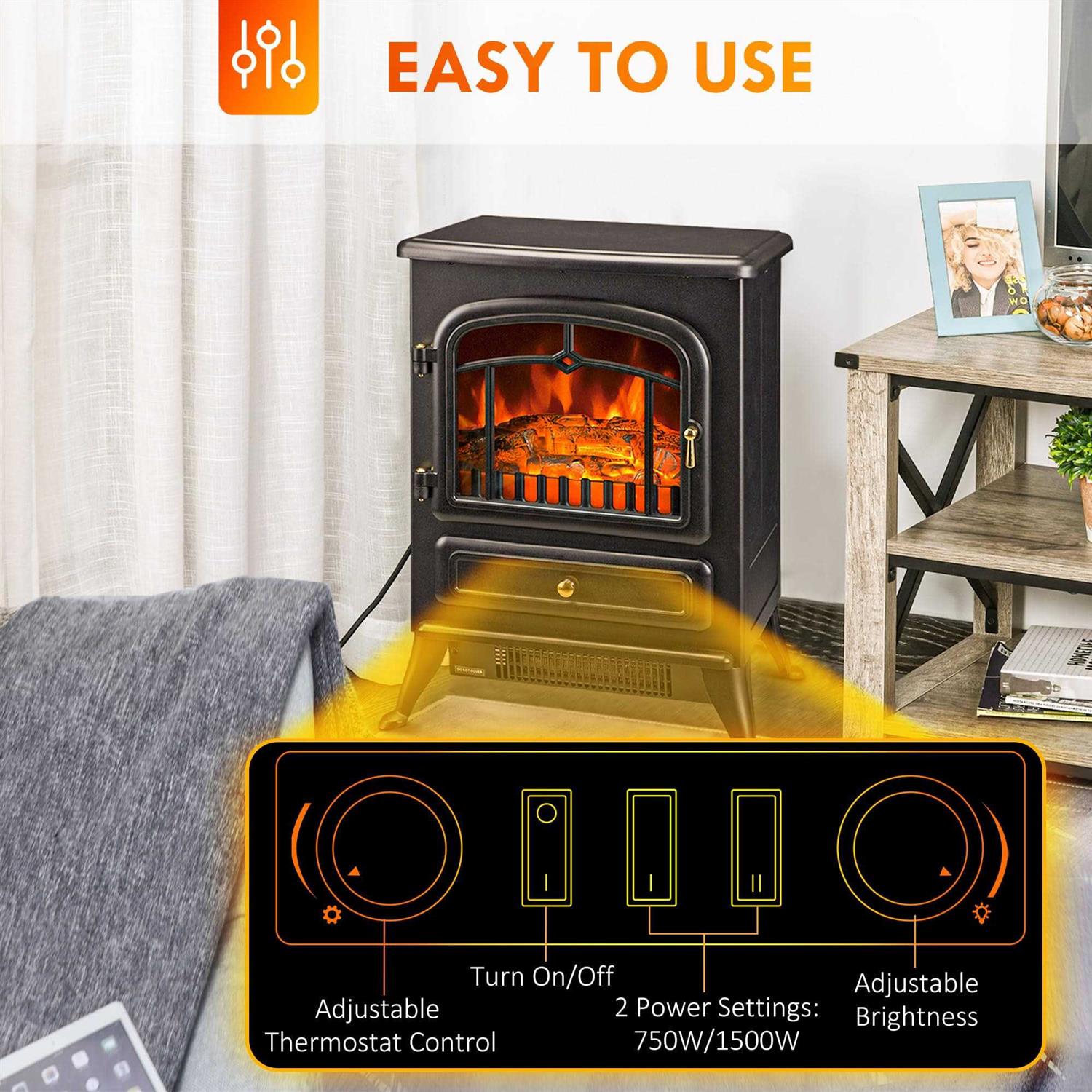 HOMCOM 22 Electric Fireplace Heater