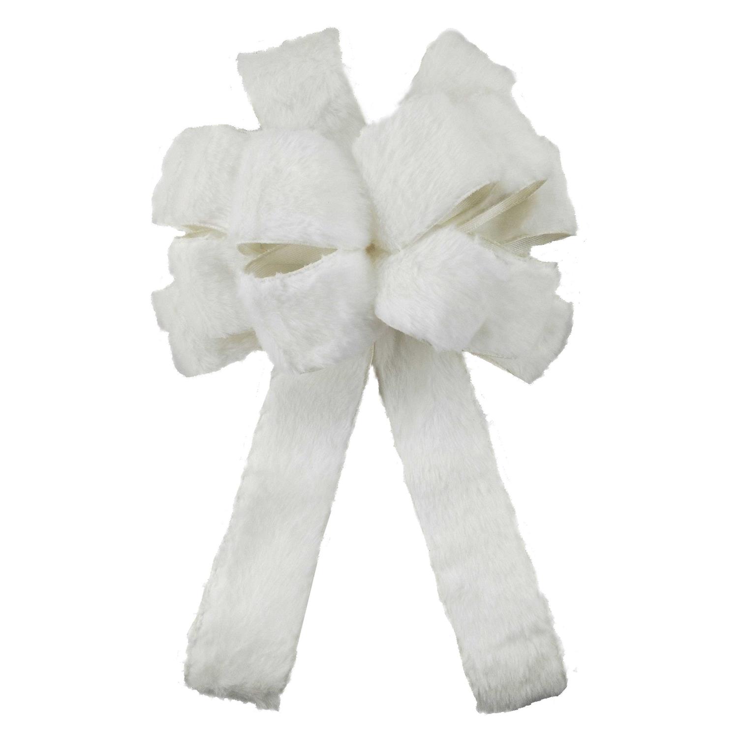 20.5 White Faux Fur Christmas Tree Bow Topper by Ashland by Celebrate It
