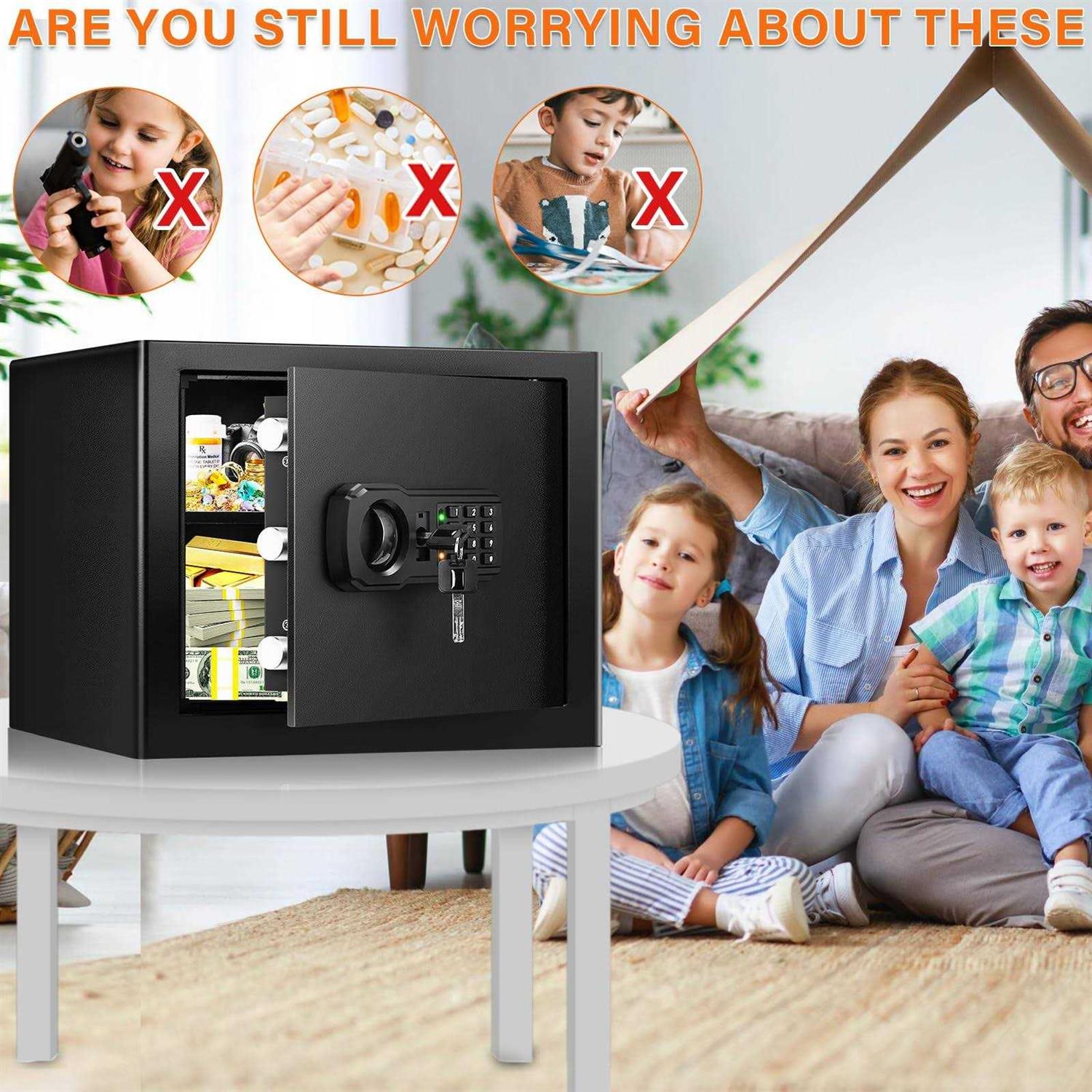 1.0 Cu ft Home Safe Fireproof Waterproof Fireproof Safe Box with Fireproof Document Bag