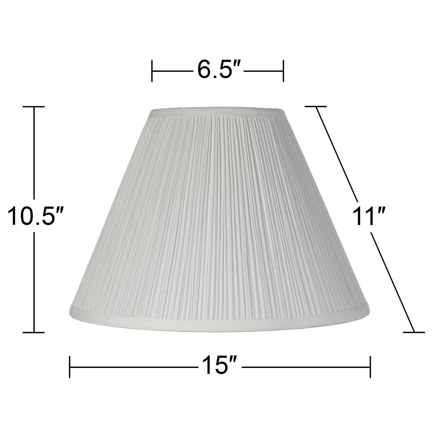 Springcrest Brentwood Finish White Medium Lamp Shade 6.5 Top x 15 Bottom x 10.5 High x 11 Slant Replacement with Harp and Finial