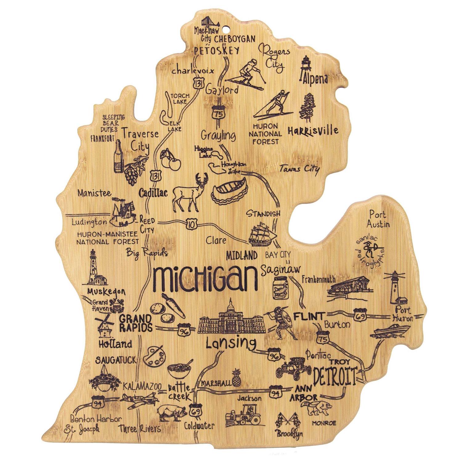Totally Bamboo Michigan State Destination Serving and Cutting Board