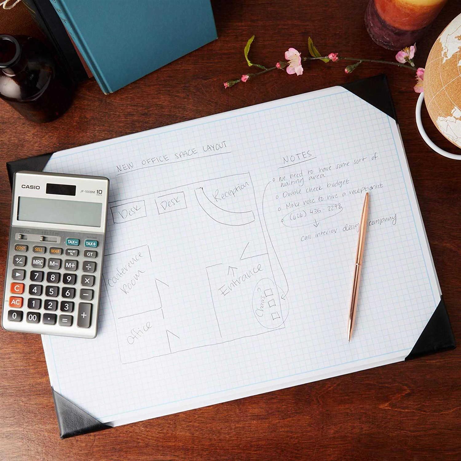 Large Desk Blotter Paper Pad Graph Notepad for Office Supplies