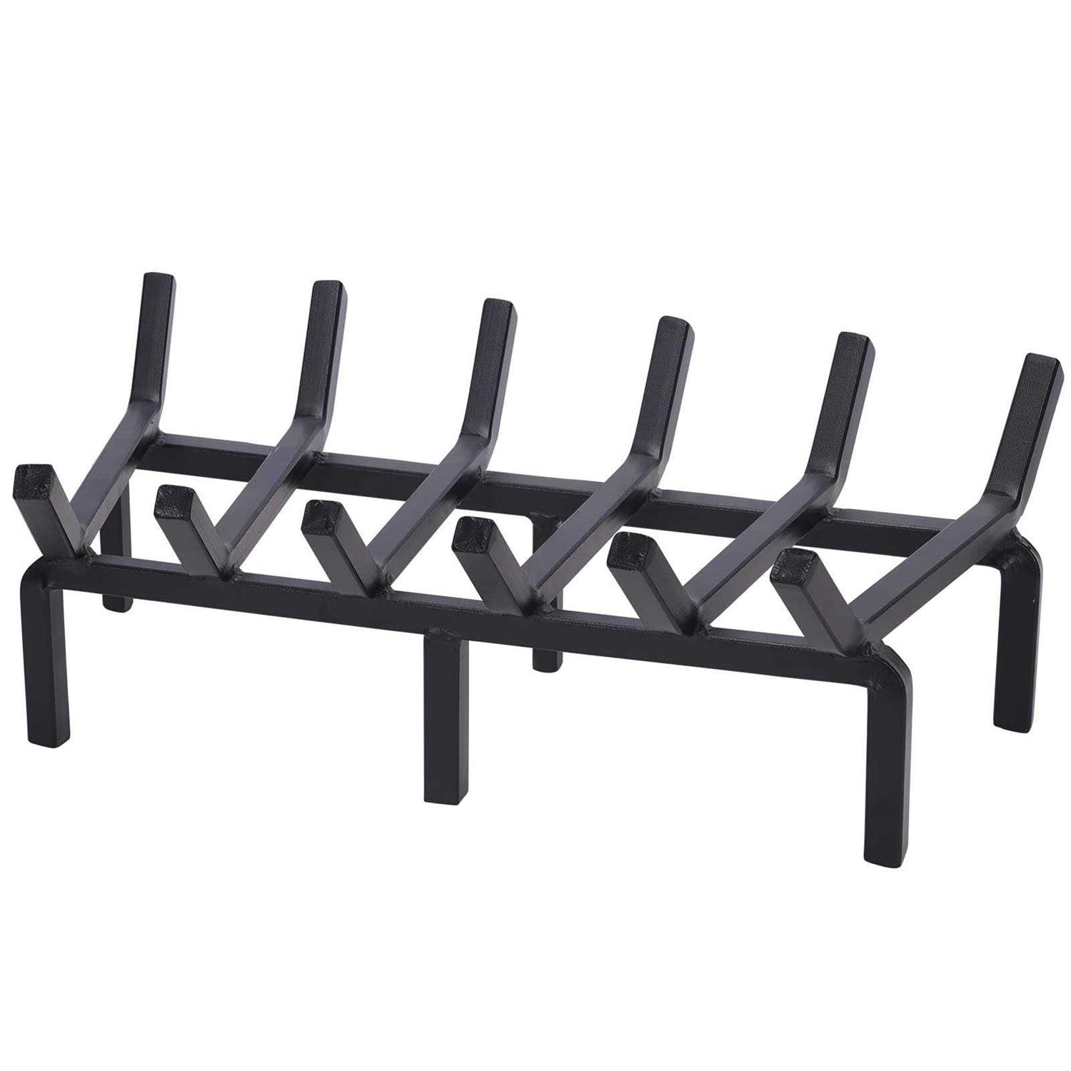 Twentynext Fireplace Grate Heavy Duty Solid Steel Fire Grate Wood Log Rack Stove Firewood Holder Fire Pit