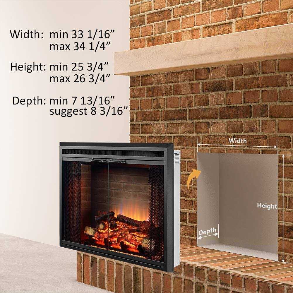 PuraFlame Klaus Electric Fireplace Insert with Fire Crackling Sound, Glass Door and Mesh Screen