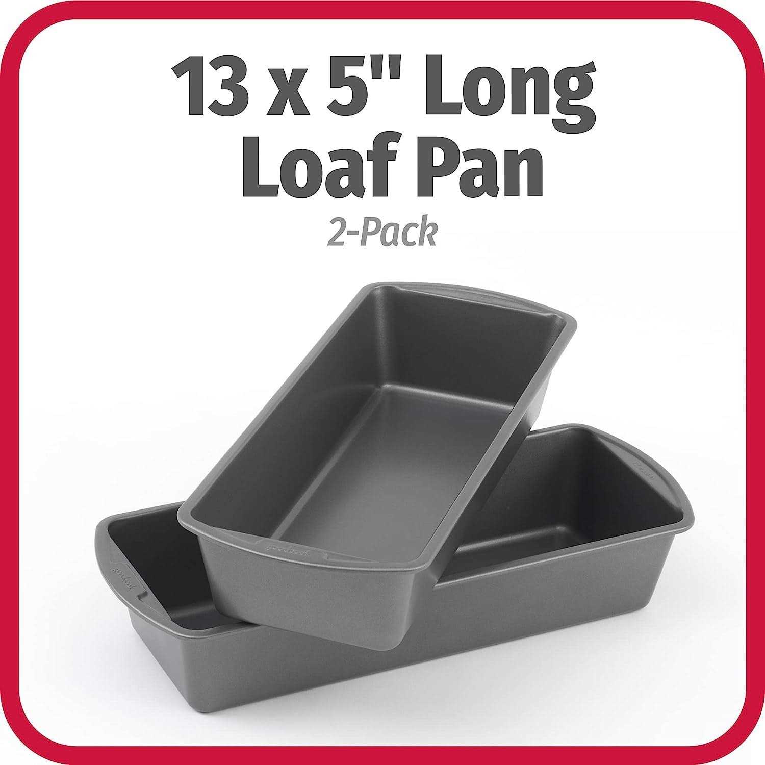 Goodcook Set of 2 Extra Large 13&” x 5&” Nonstick Steel Bread Loaf Pans