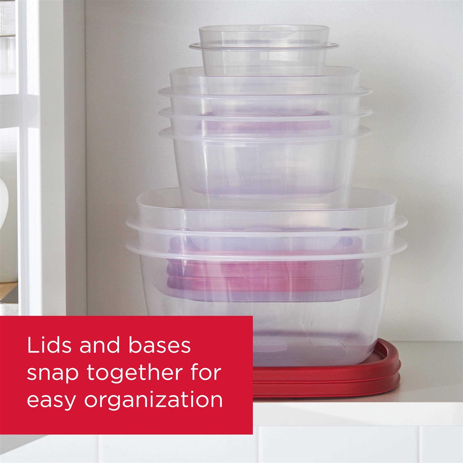 Rubbermaid Easy Find Vented Lids Food Storage Set of 8 Plastic Meal Prep Containers