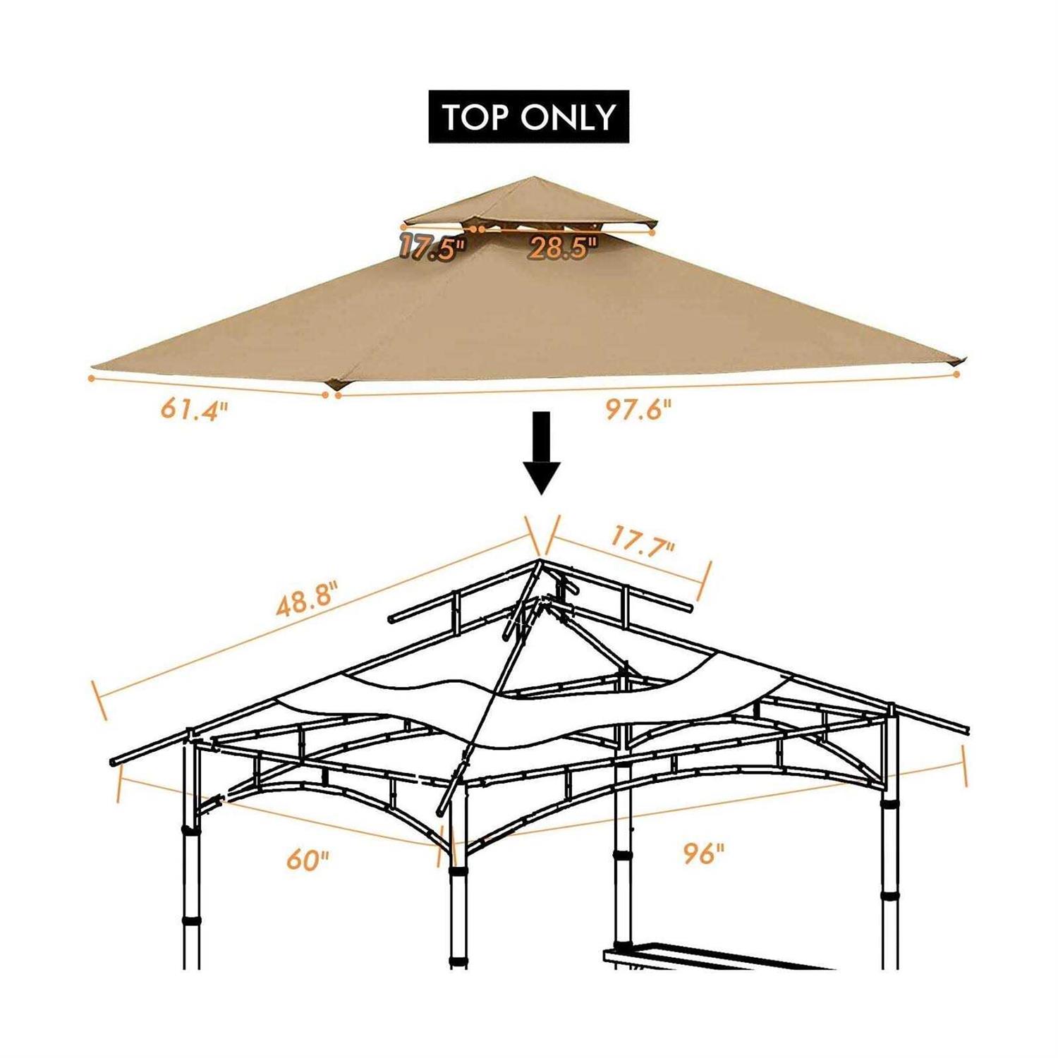 Ontheway 5ft x 8ft Double Tiered Replacement Canopy Grill Bbq Gazebo Roof Top