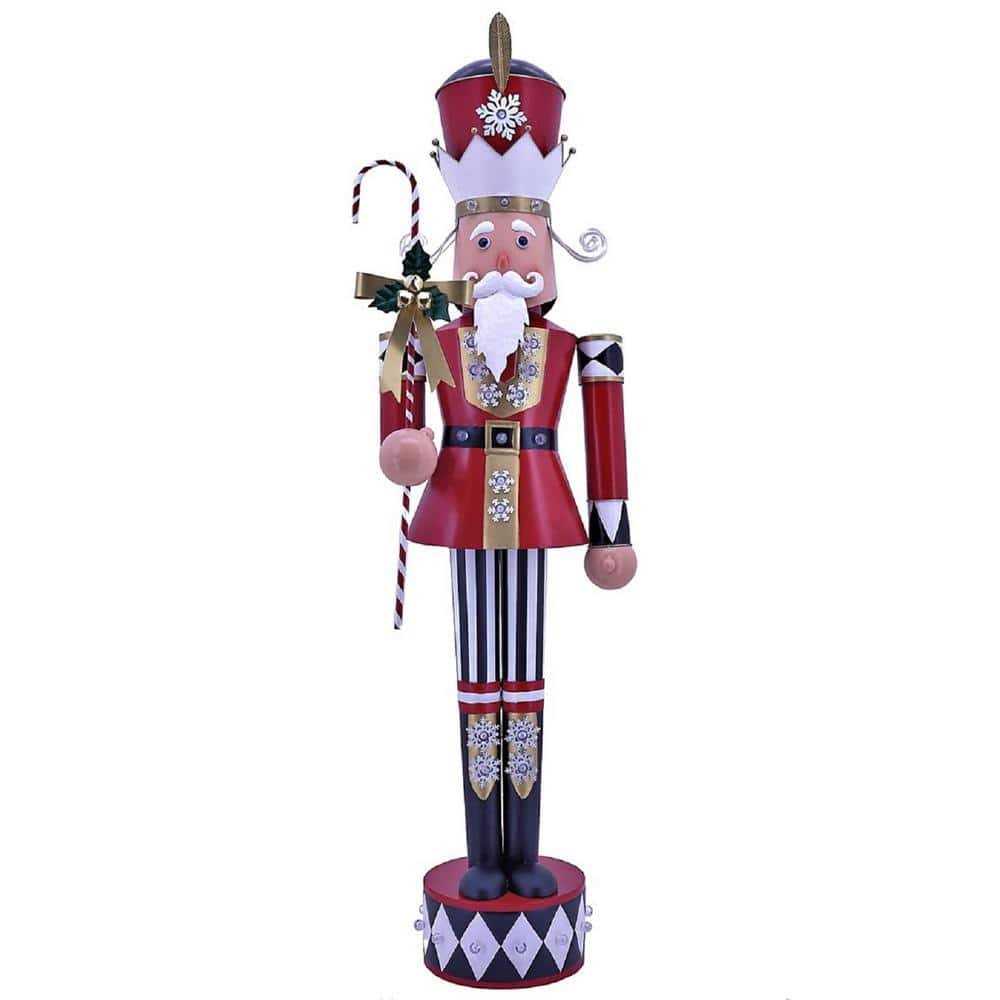 Large Iron Christmas Nutcracker Harry with Candy Cane & LED Lights