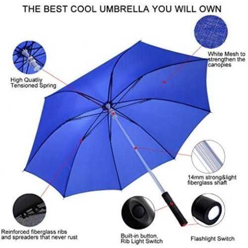 BESTKEE LED Umbrella Lightsaber Laser Sword Light up Umbrella with 7 Color Changing On The Shaft/Built in Torch at Bottom