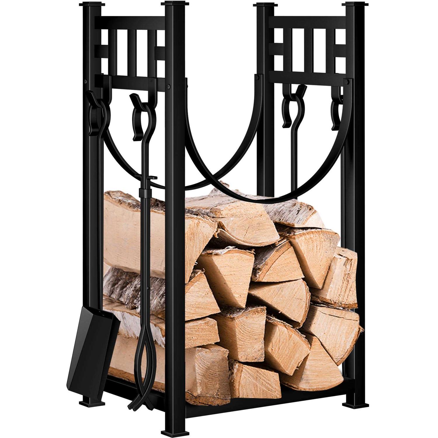 AMAGABELI GARDEN & HOME Amagabeli Fireplace log Rack with 4 Tools Indoor Firewood Holders Model Number BG268