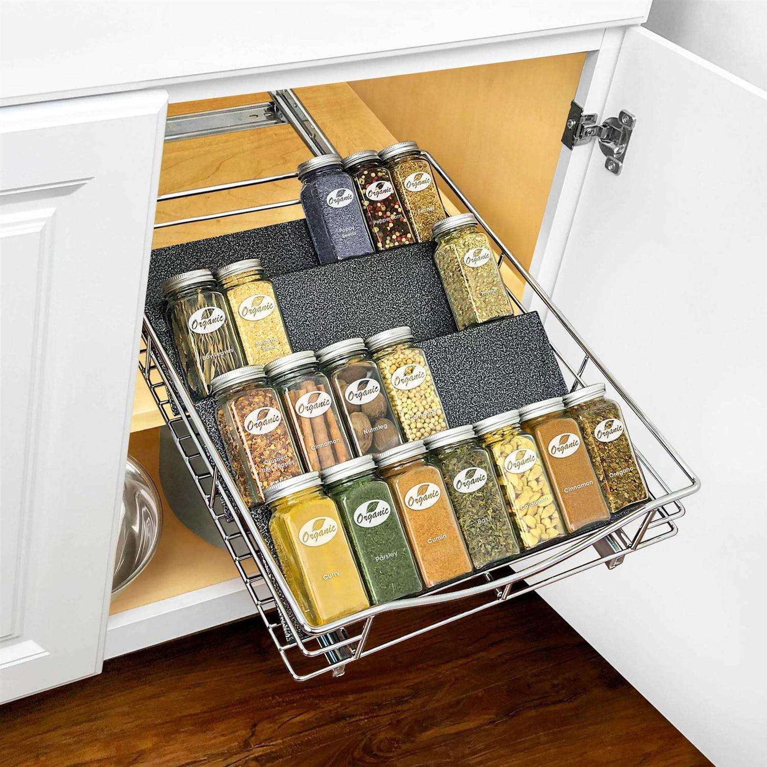 Lynk Professional Spice Drawer Organizer Heavy Gauge Steel 4 Tier Rack