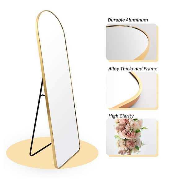 XRAMFY 21 in. W x 64 in. H Arched Gold Aluminum Alloy Framed Full Length Mirror Standing Floor Mirror