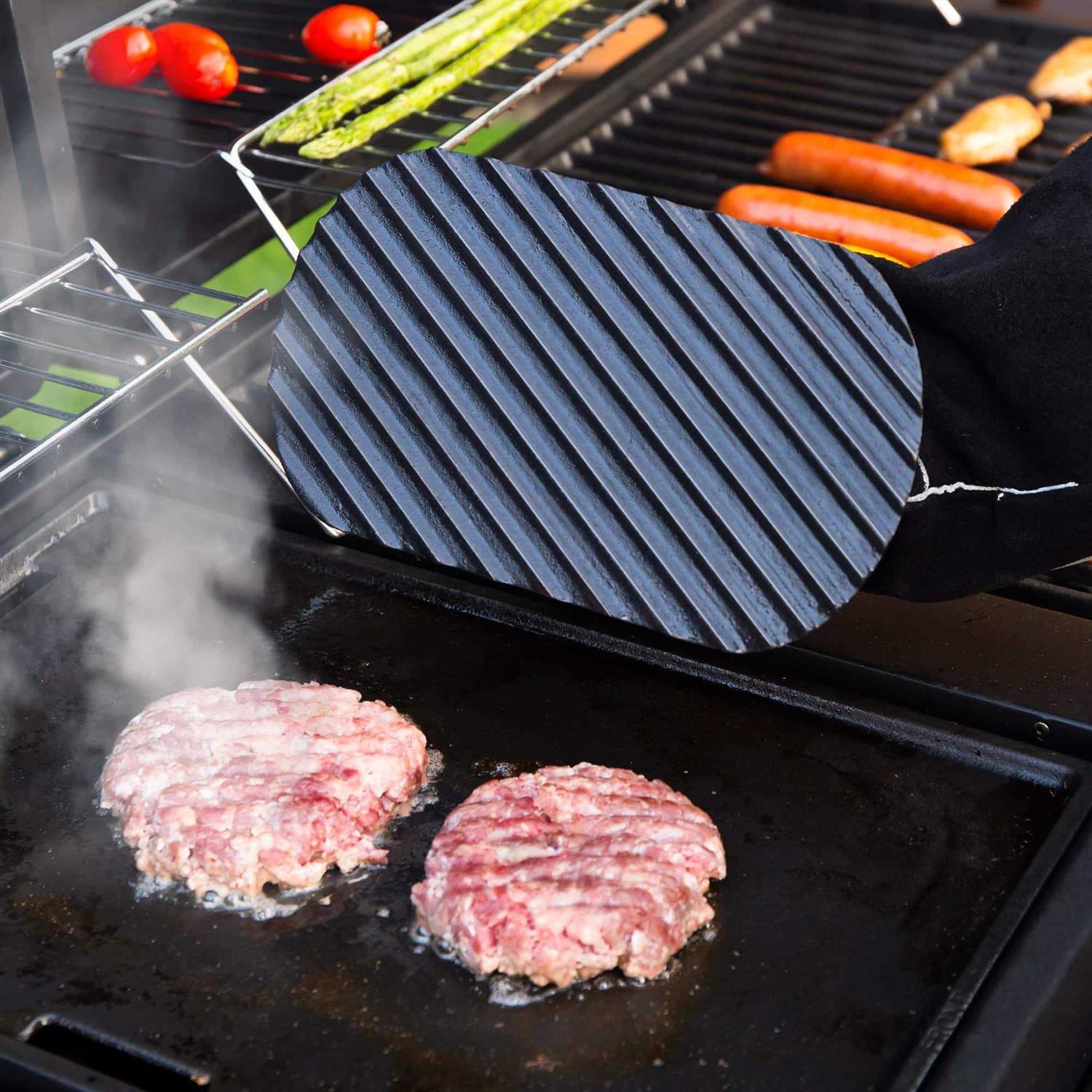 Expert Grill 2 Pound Pre-Seasoned Cast Iron Griddle Press with Nylon Handle