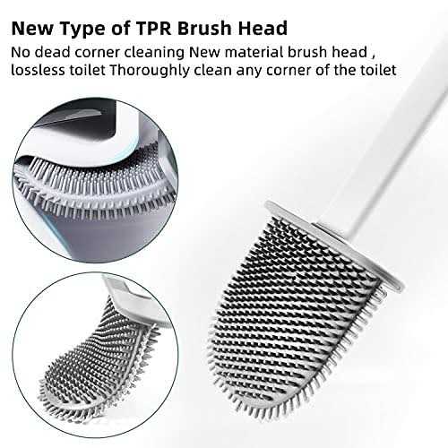 Lm Bodycare 2 Pack Silicone Toilet Brush Toilet Cleaning System Wall Toilet Wand Long Handle Soft Silicone Bristle Clean Toilet Corner Easily