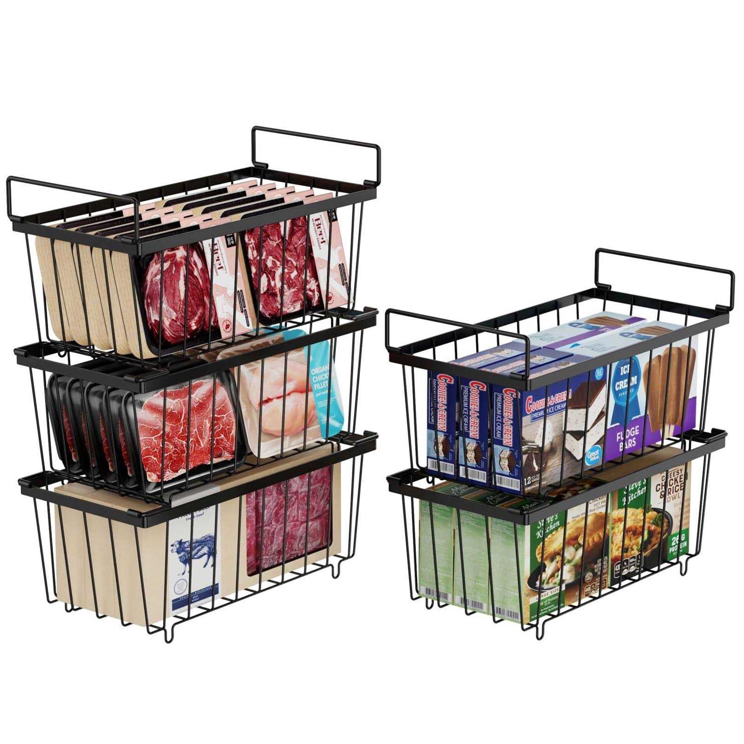 iSPECLE Freezer Organizer Bins Stackable Chest Freezer Organizer for 5 to 7 Cu.FT Deep Freezer Sort Frozen Meats