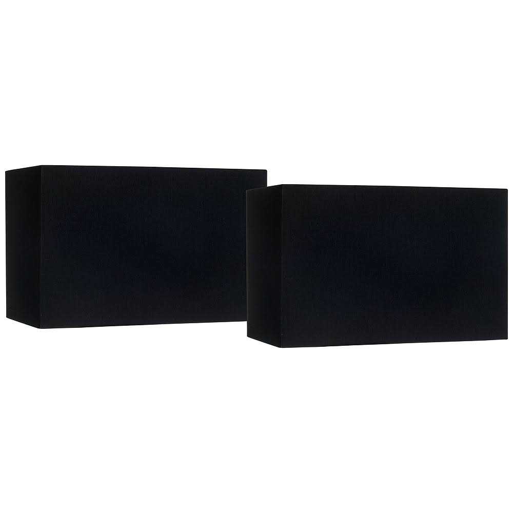Springcrest Set of 2 Hardback Rectangular Lamp Shades Black Medium 16 Wide x 8 Deep x 10 High Spider with Replacement Harp and Finial Fitting 646X7