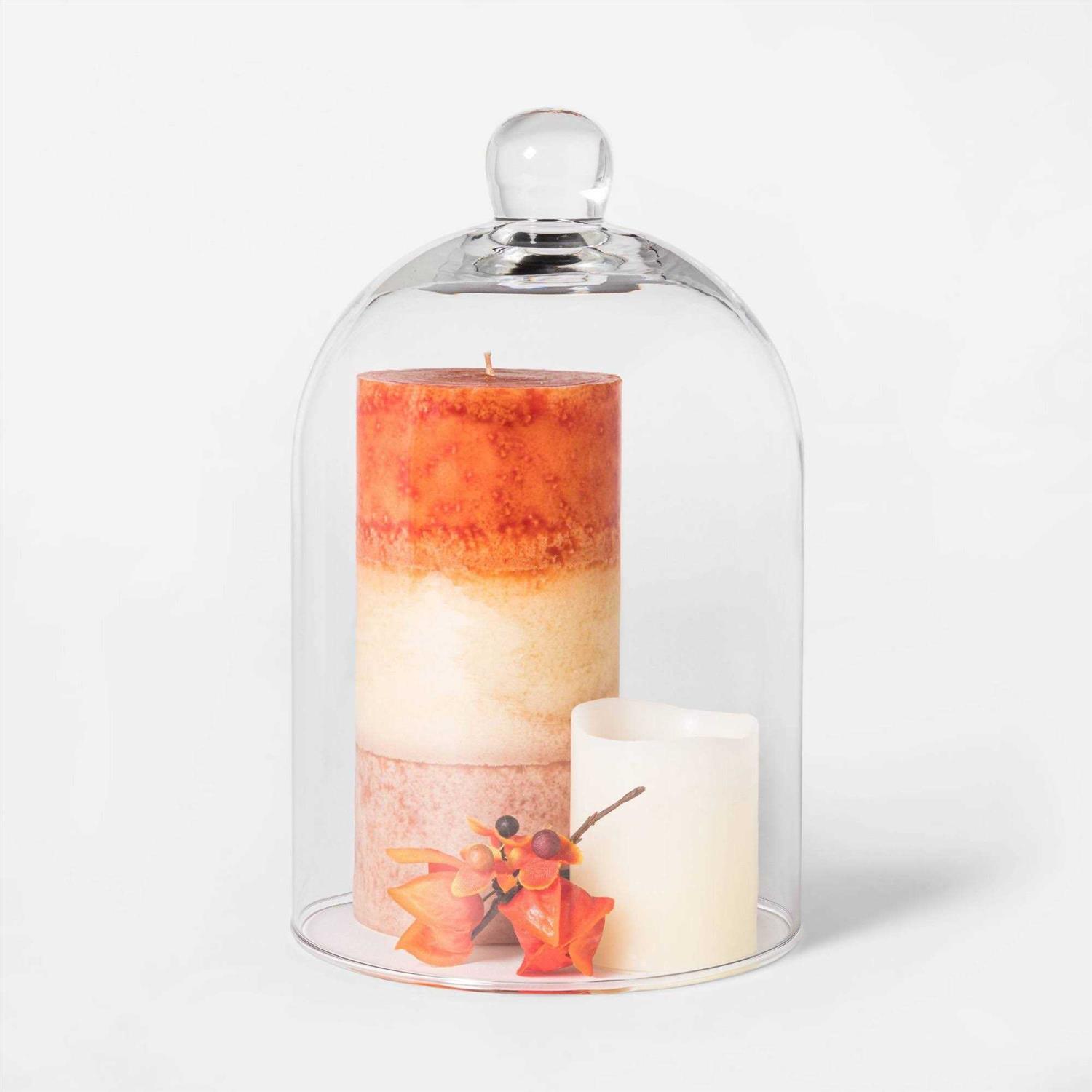 Threshold 8.8 x 5.4 Glass Cloche Pillar Candle Holder Clear