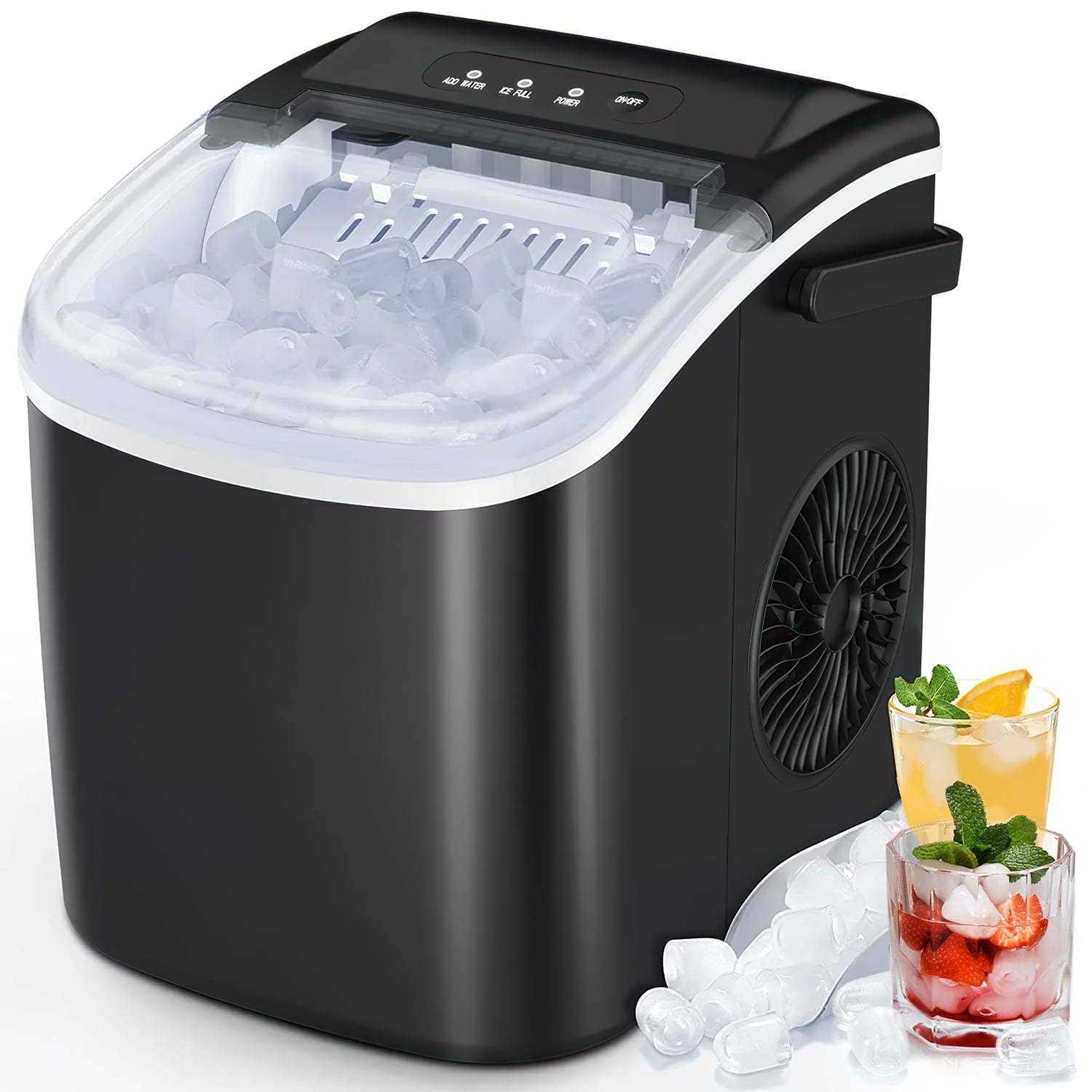 Kissair Countertop Ice Maker Self-Cleaning Portable Ice Maker Machine with Handle