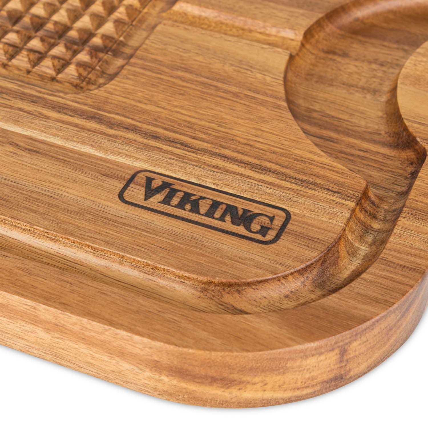 Viking Acacia Carving Board with 3 Piece Carving Set