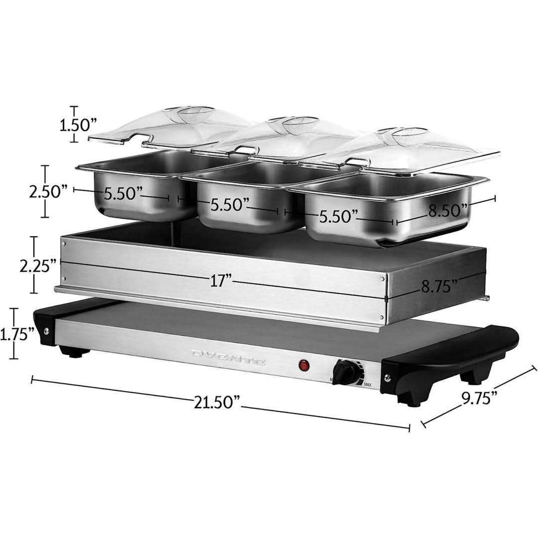 Ovente Electric Buffet Server & Food Warmer Temperature Control Perfect for Parties