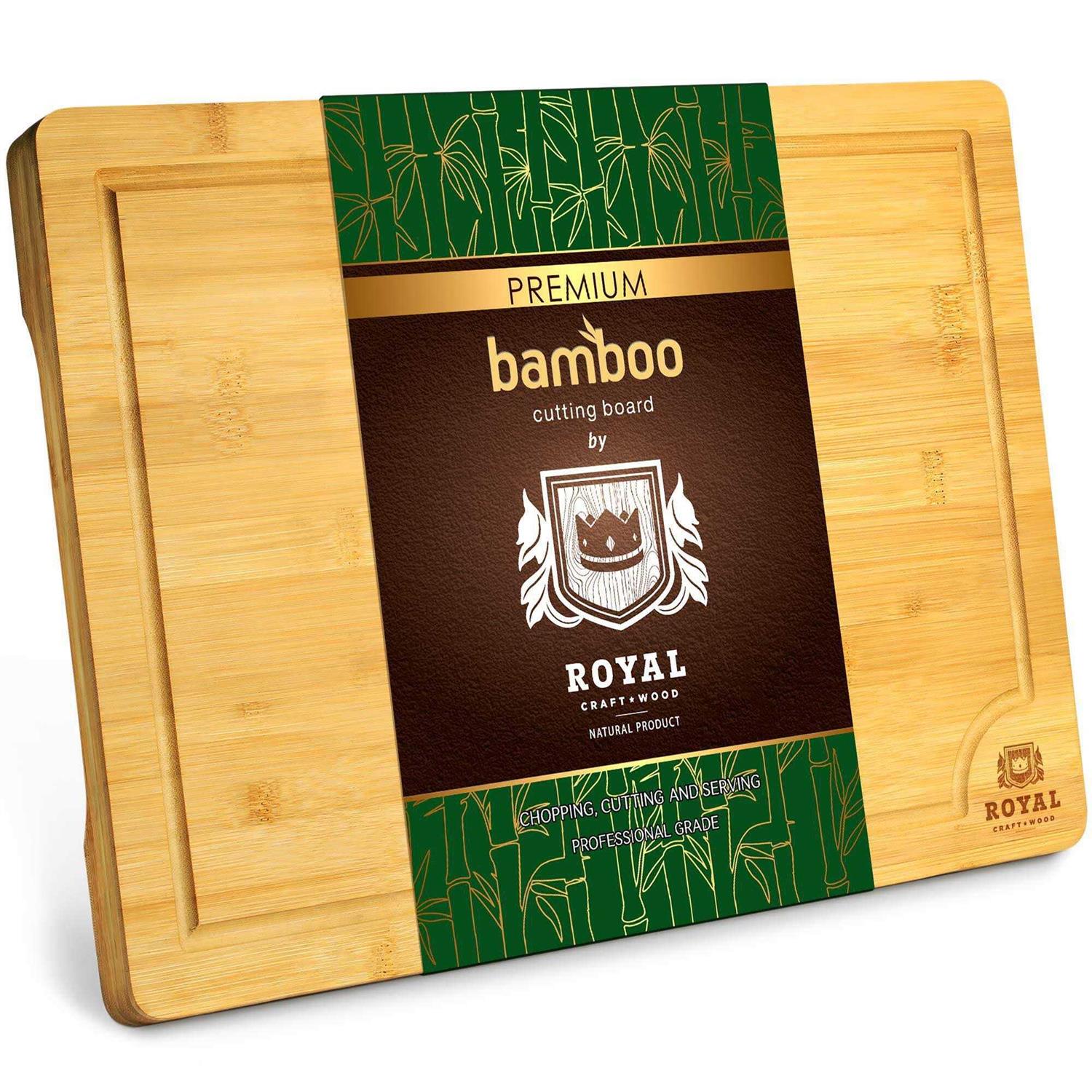 Royal Craft Wood Extra Large Organic Bamboo Cutting Board with Juice Groove