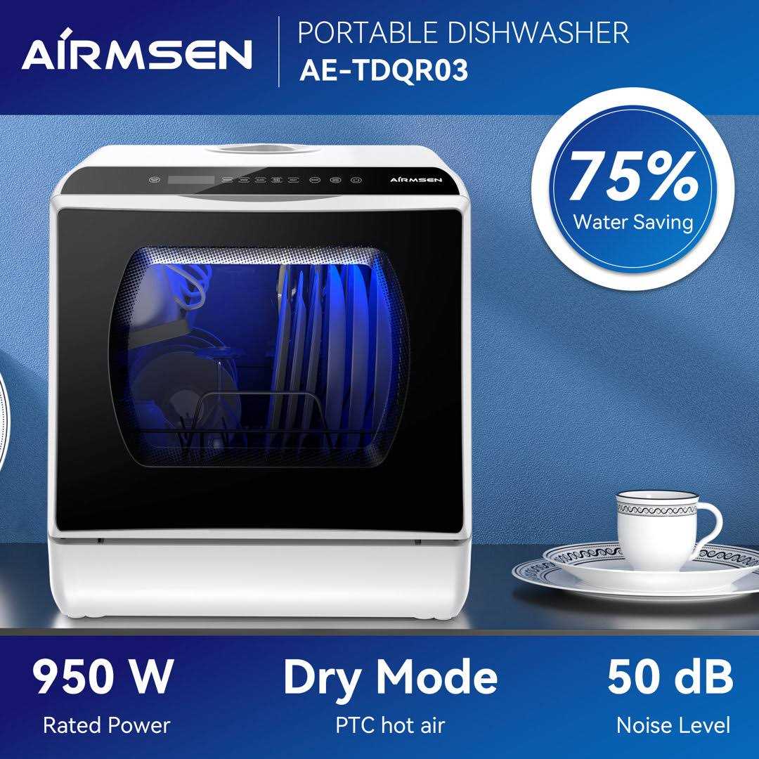 AIRMSEN Ae-tdqr03 Portable Countertop Dishwasher with 5-Liter Built-in Water Tank and Air-Dry Function