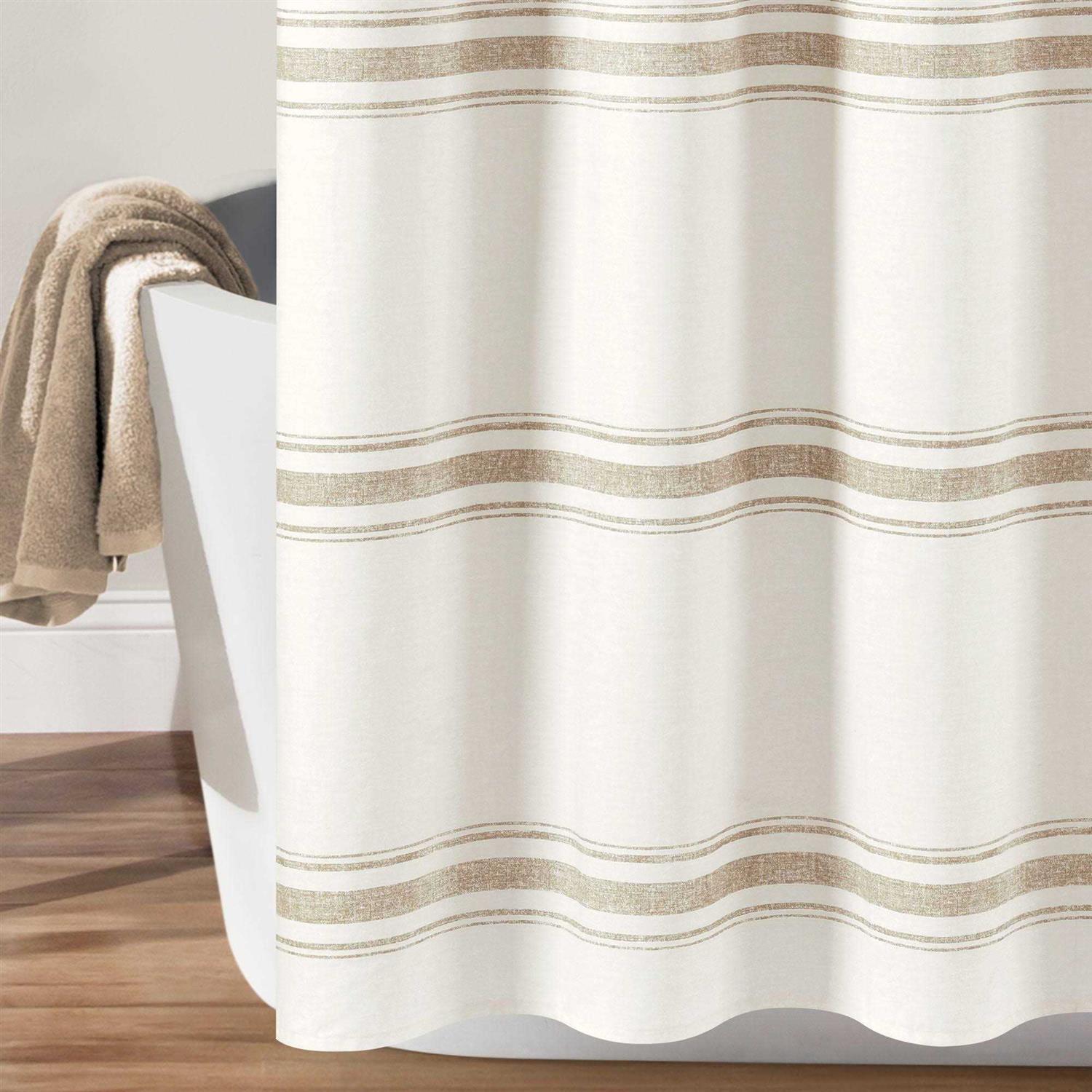 Lush Decor Farmhouse Stripe Shower Curtain