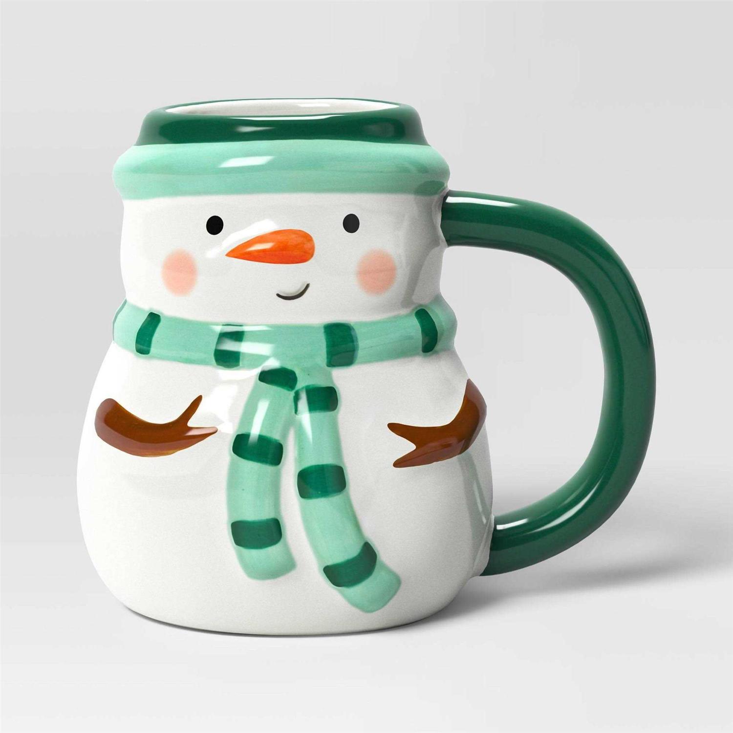 Wondershop Christmas Earthenware Snowman Mug White