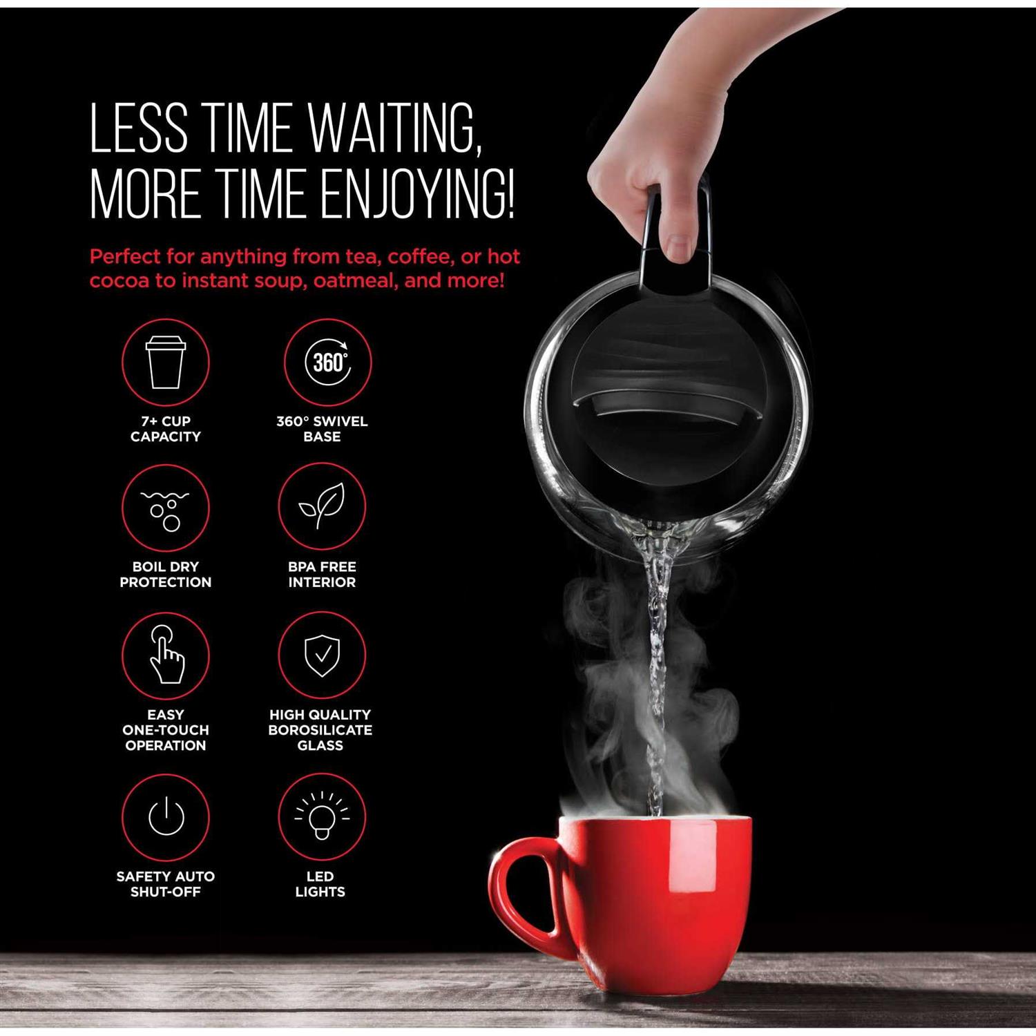 Chefman Electric Glass Tea Kettle