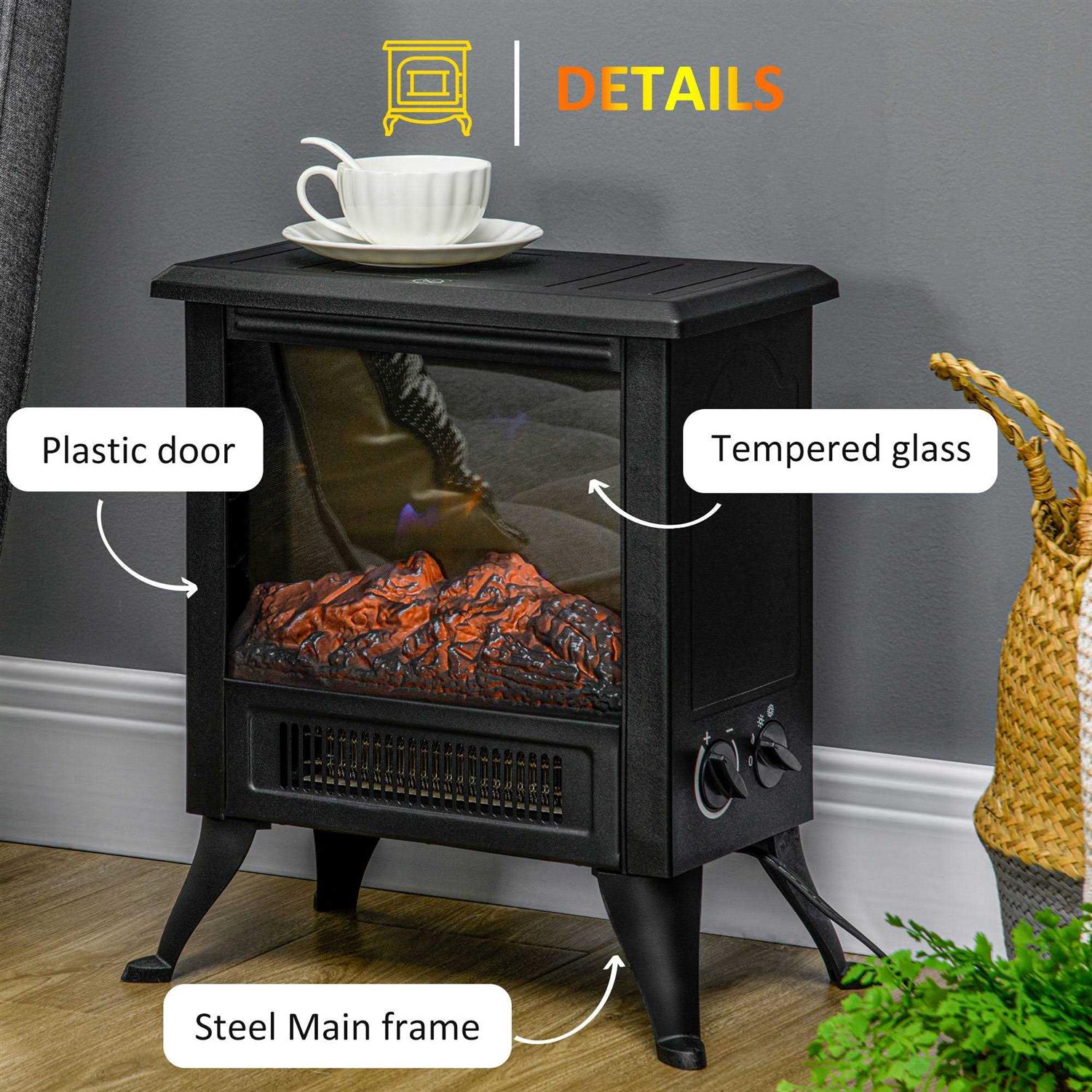 Homcom Electric Fireplace Heater w/ LED Flame Fireplace Stove