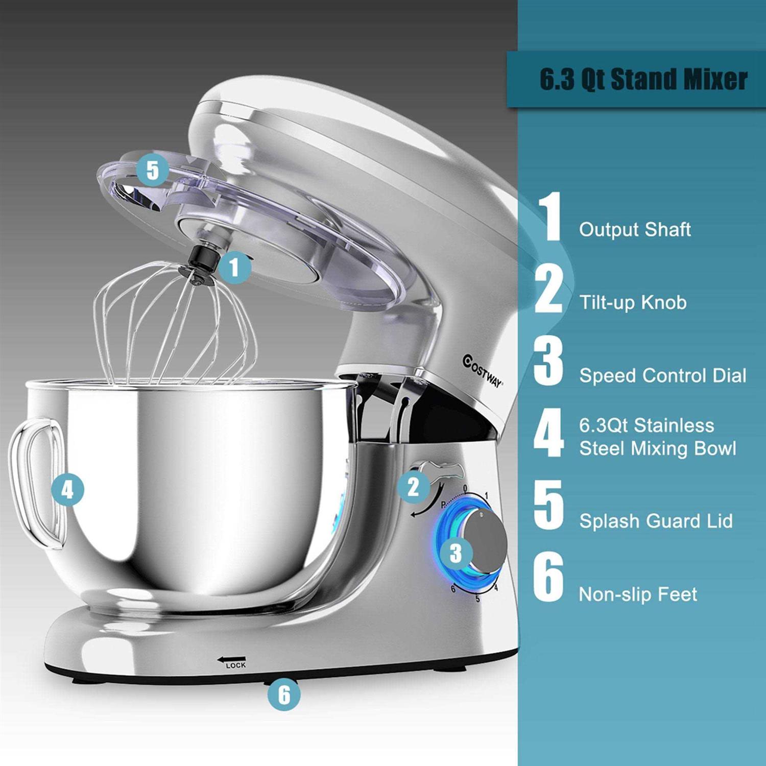 Costway Food Stand Mixer 6 Speed 660W Tilt-Head