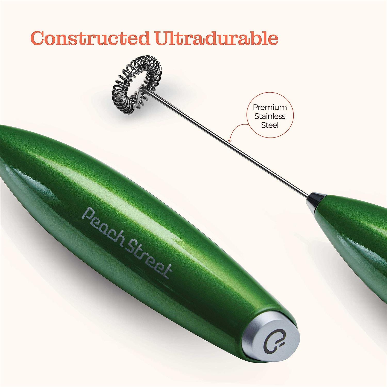 Powerful Handheld Milk Frother Mini Milk Foamer Battery Operated Stainless Steel Drink Mixer with Frother Stand