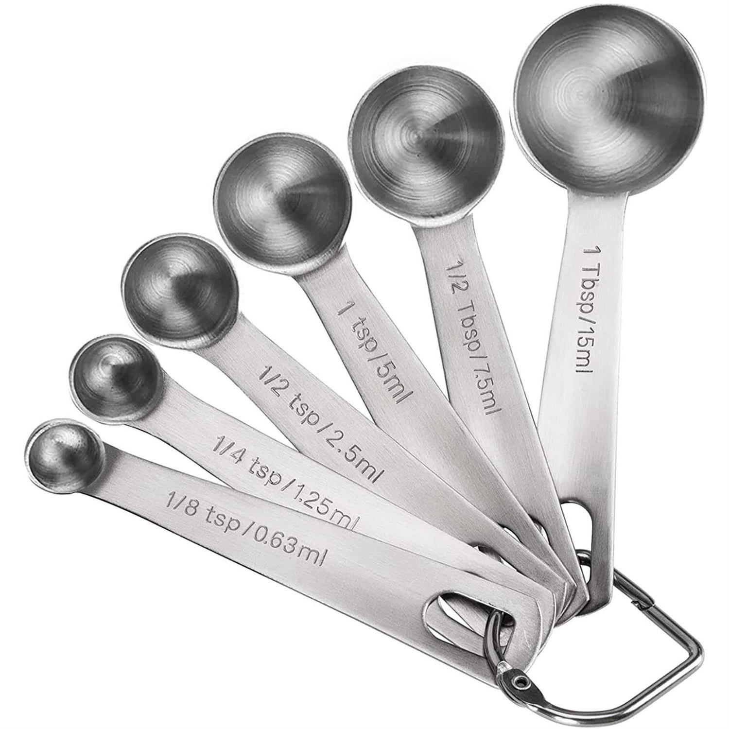 Rena Chris Measuring Spoons, Premium Heavy Duty 18/8 Stainless Steel Measuring Spoons Cups Set, Small Tablespoon with Metric and US Measurements