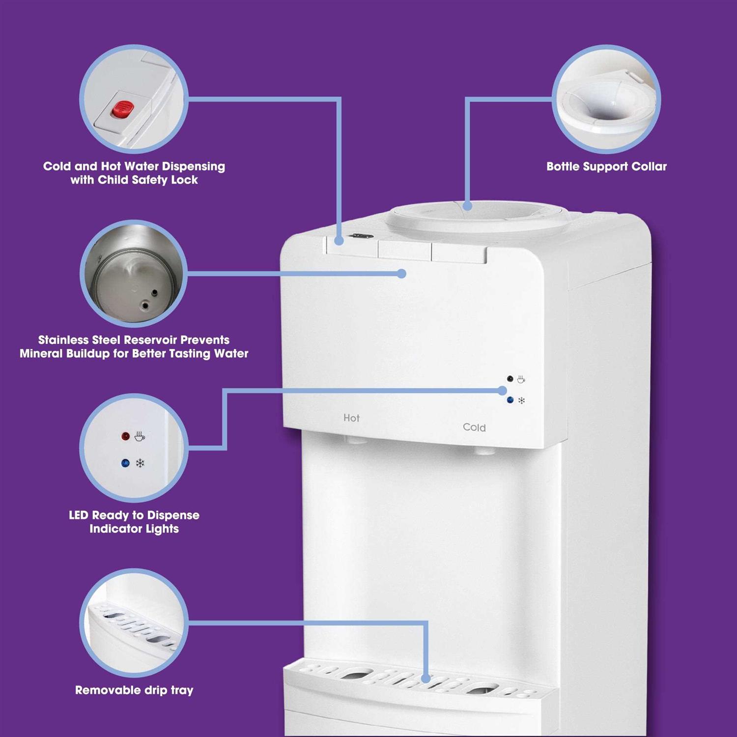 Great Value Top Loading Hot Cold Temperature Water Dispenser
