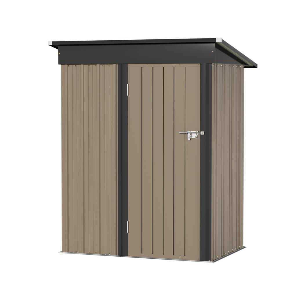 Patiowell 6 ft. D Outdoor Storage Metal Shed with Sloping Roof and Double Lockable Door