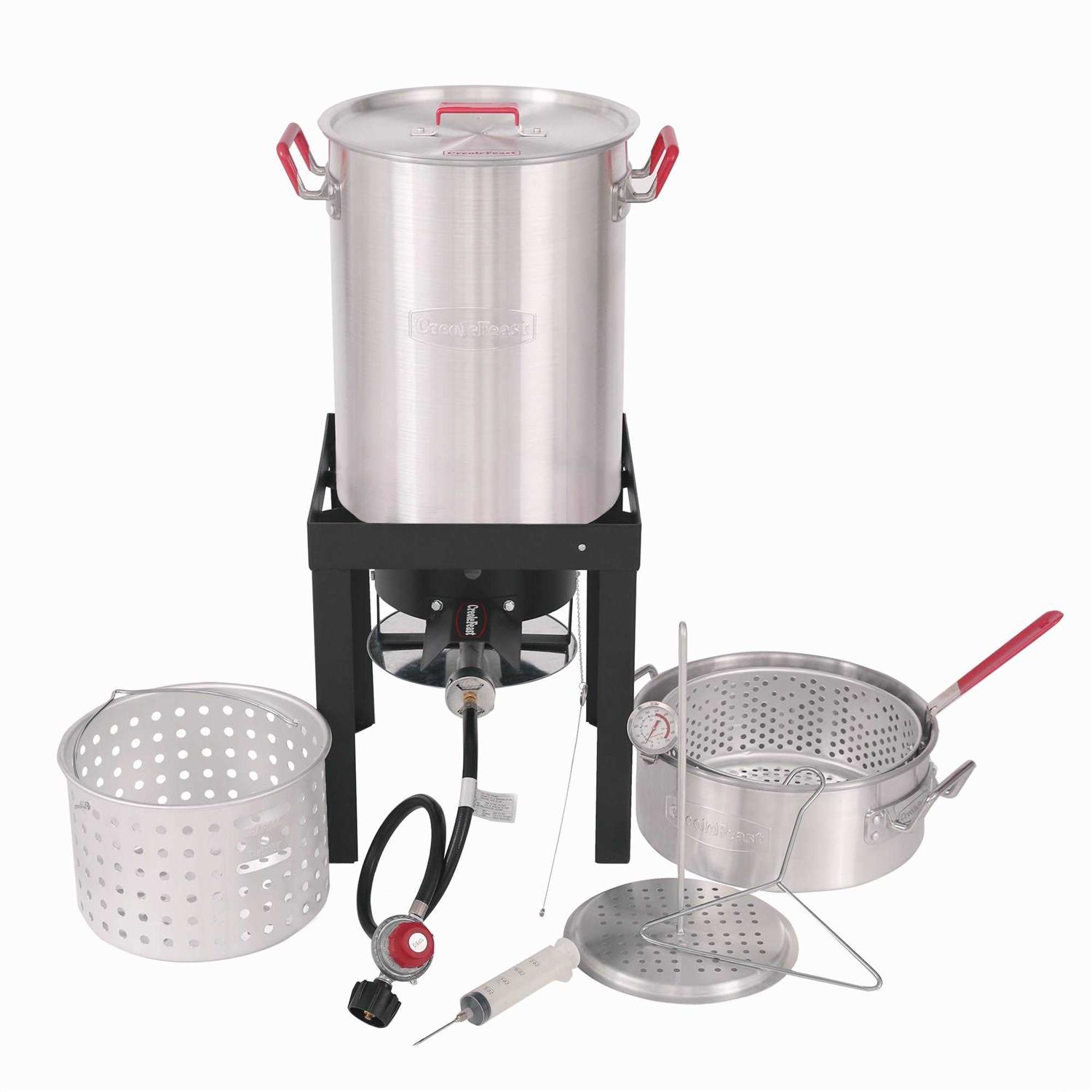 Creole Feast 30 Qt. Propane Turkey Fryer and 10 Qt. Fish Fryer Boiler Steamer Kit TFK3001