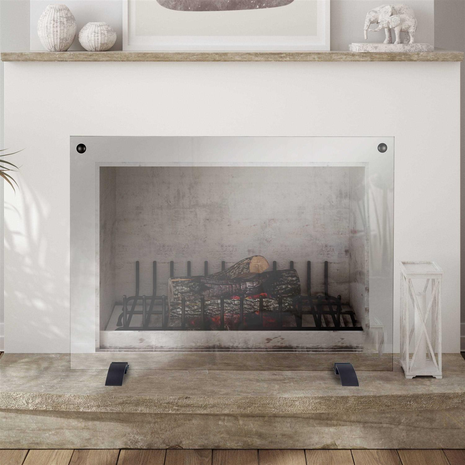 Pleasant Hearth Glass Fireplace Screen