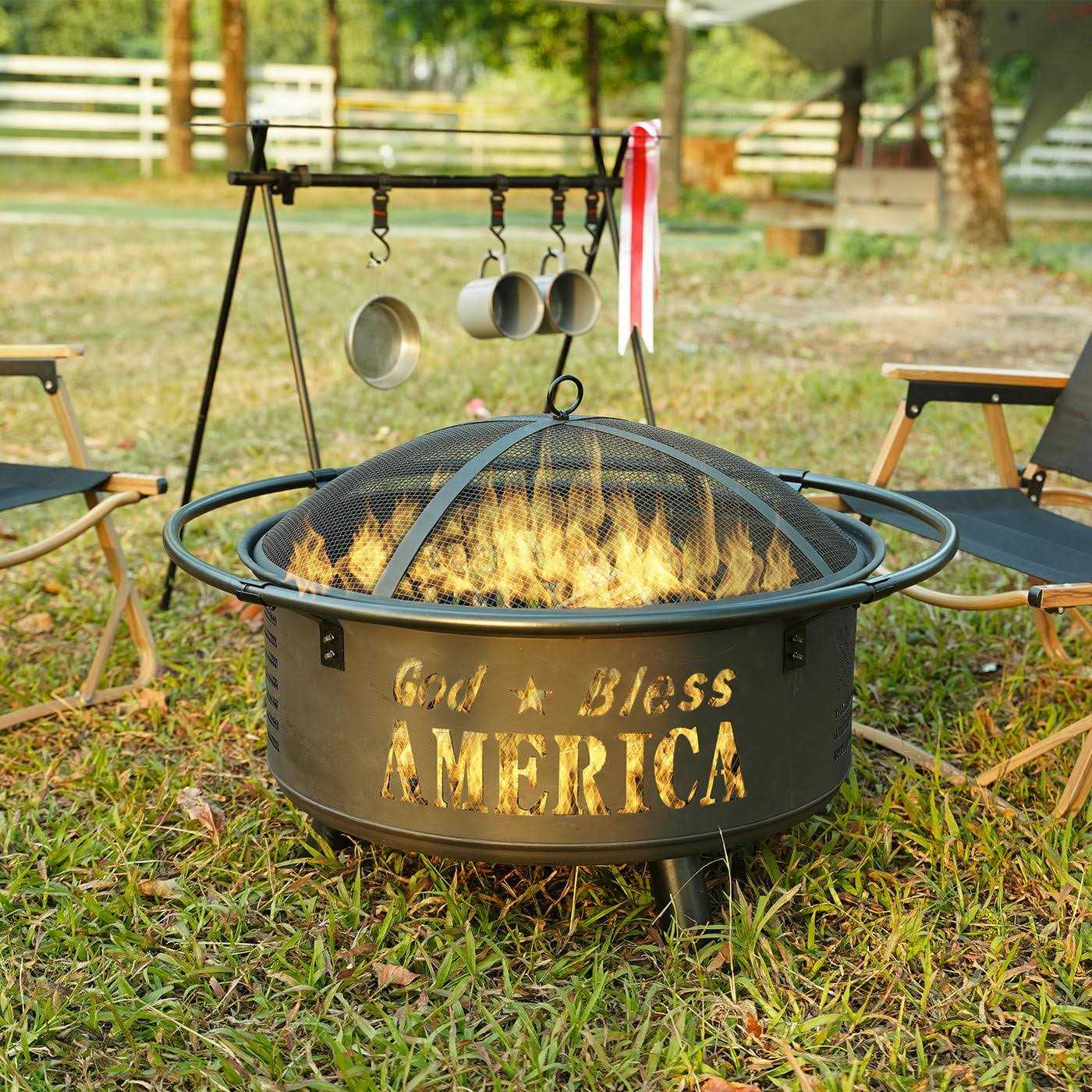 Backyard Expressions GOD Bless America Firepit 915002