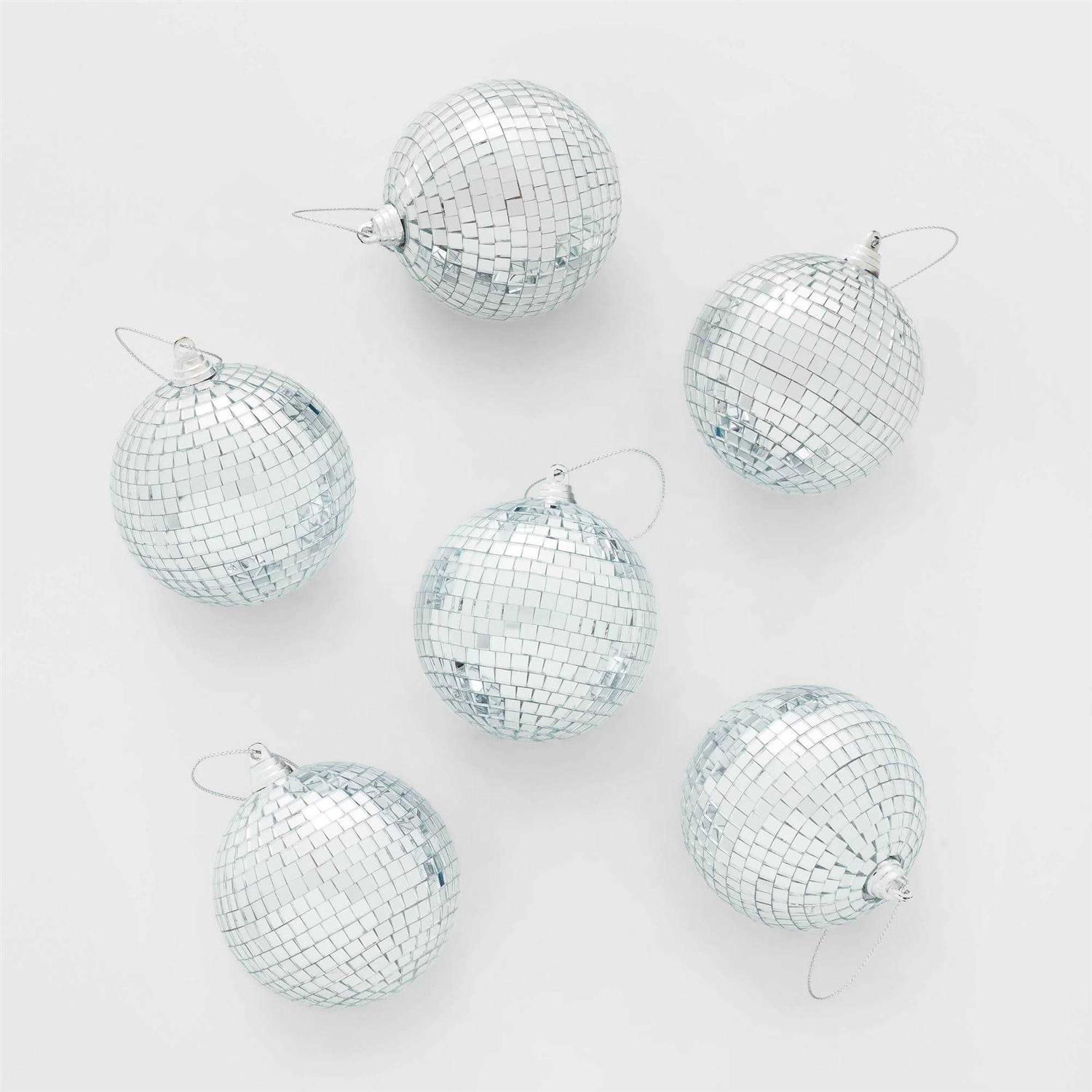 Wondershop Mirrored Ball Christmas Tree Ornament Set 12pc Silver