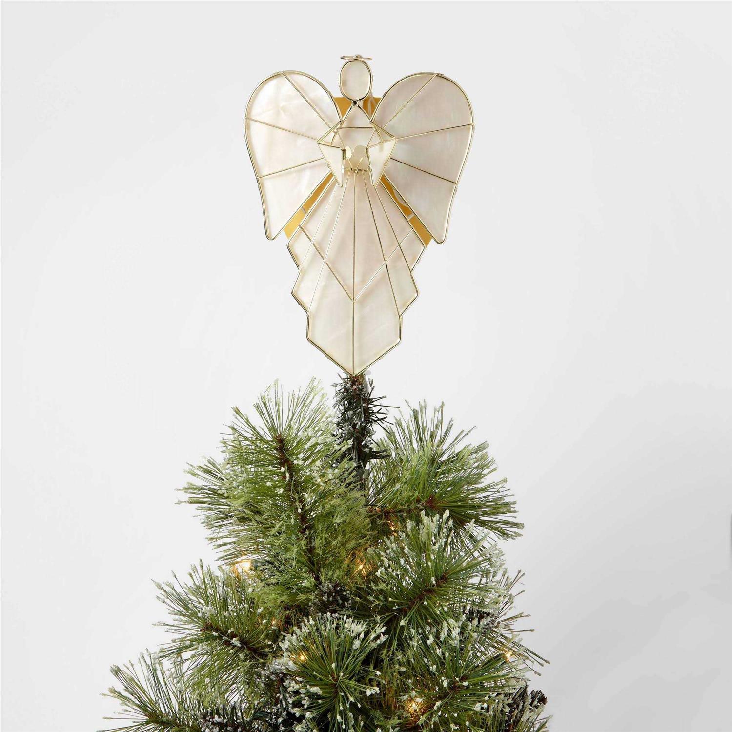 Wondershop 13.75 Lit Wire Faux Capiz Angel Christmas Tree Topper