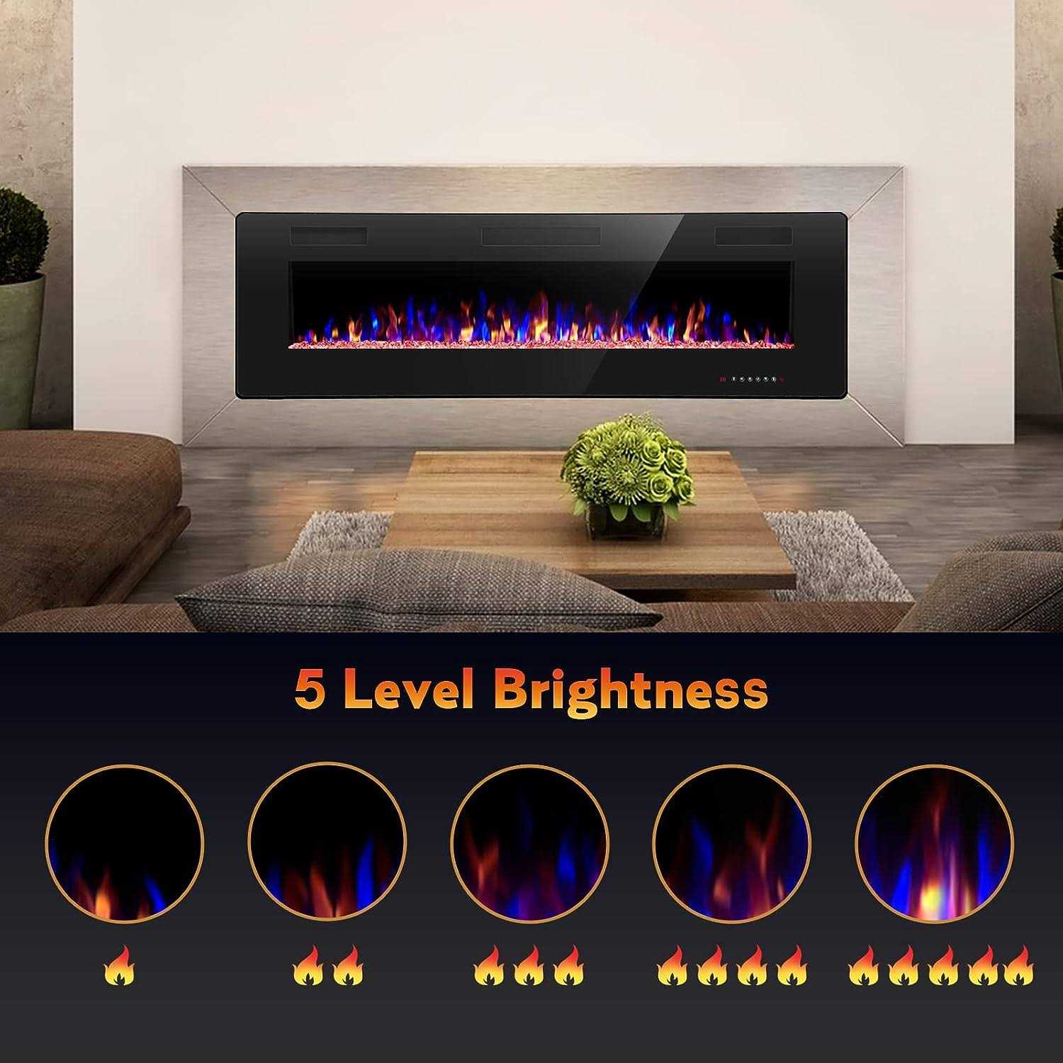 R.w.flame Electric Fireplace 50 inch Recessed And Wall Mounted,The Thinnest Fireplacelow Noise
