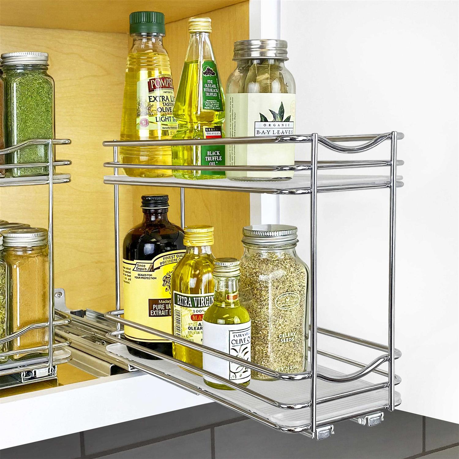 Lynk Professional Wide Double Pull Out Spice Rack Organizer for Cabinet